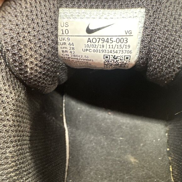 Mens Nike Vapor Ultrafly 2 Keystone Black/White AO7945-003 Baseball Size 10 - Picture 7 of 12